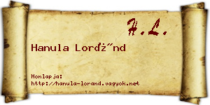 Hanula Loránd névjegykártya